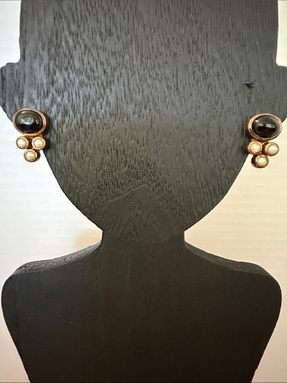 Julie Vos Vintage Black Obsidian Pearl/Gold Cluster Earrings